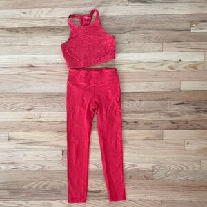 Outdoor Voices Red Athletic/workout Crop Top and Leggings Set size XS